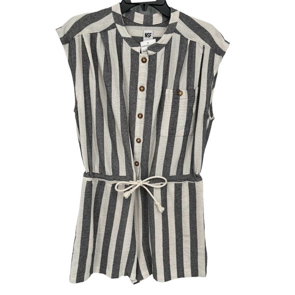 NSF In Black Stripe Romper Size Medium - Picture 2 of 12